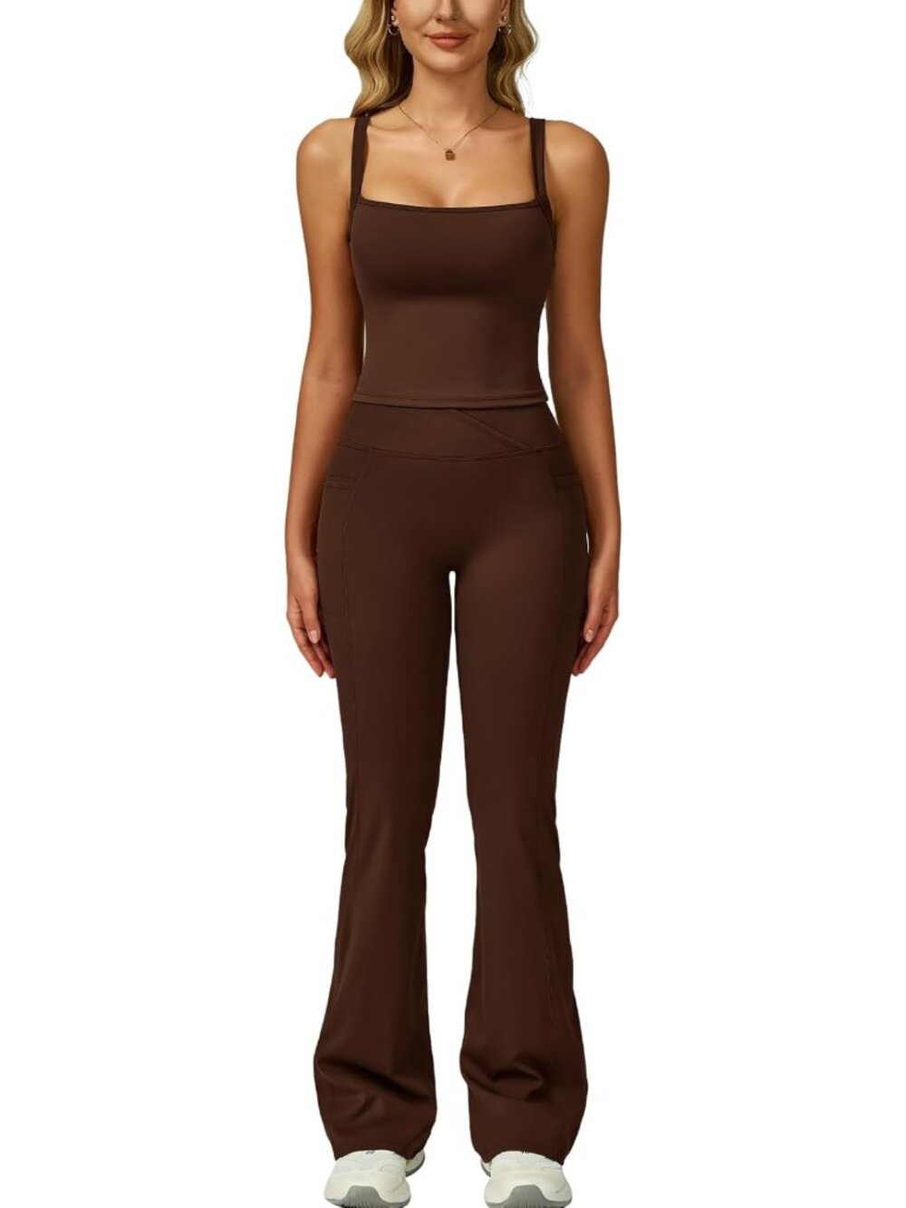 Stylish 2-Piece Workout Set for Women | Square Neck Tank & Butt-Lifting Leggings